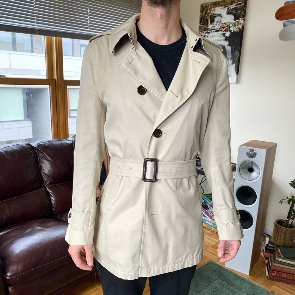 Burberry Cream Raincoat for Men